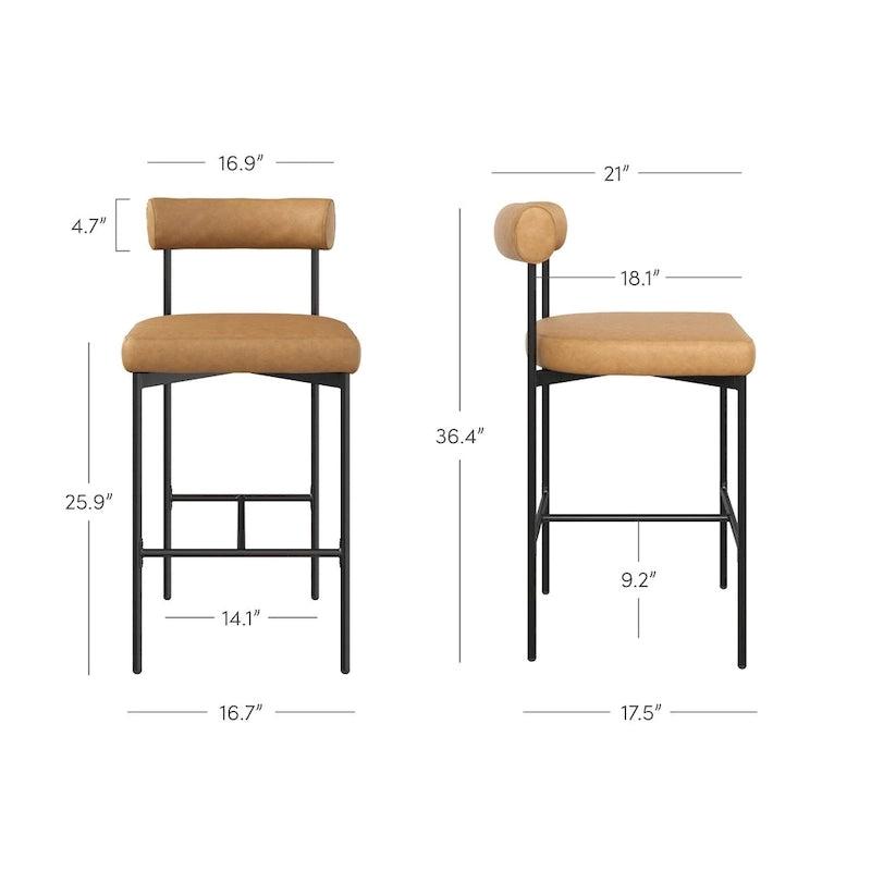 Metal Frame Bar Stool with Cushioned Seat and Back-14