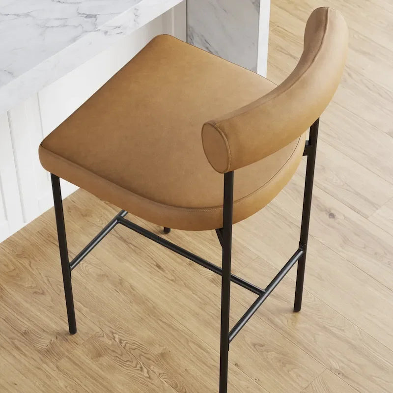 Metal Frame Bar Stool with Cushioned Seat and Back-16