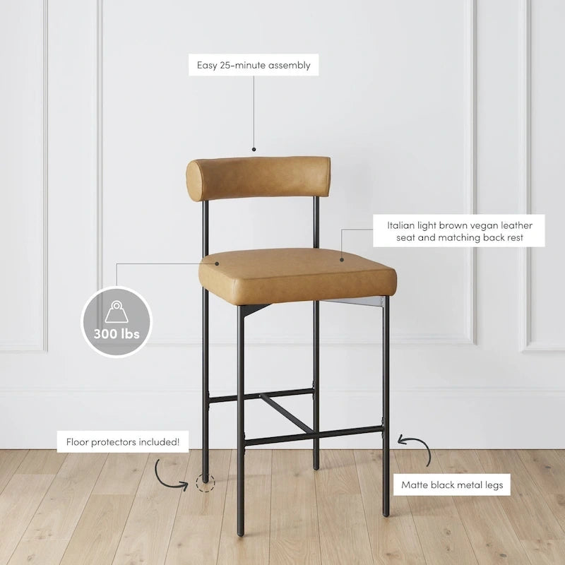 Metal Frame Bar Stool with Cushioned Seat and Back-20