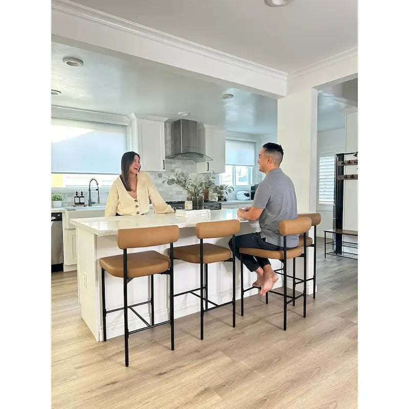 Metal Frame Bar Stool with Cushioned Seat and Back-22