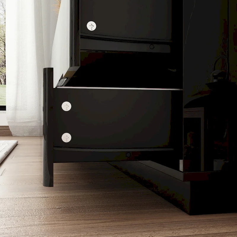 8 Drawer Double Dresser Dresser w/High Gloss Drawers Dual Chest Light-14