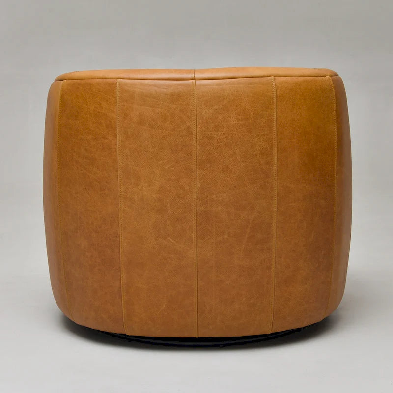 Brown Leather Swivel Accent Chair with 360° Rotation-15