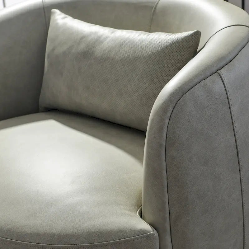 Brown Leather Swivel Accent Chair with 360° Rotation-26