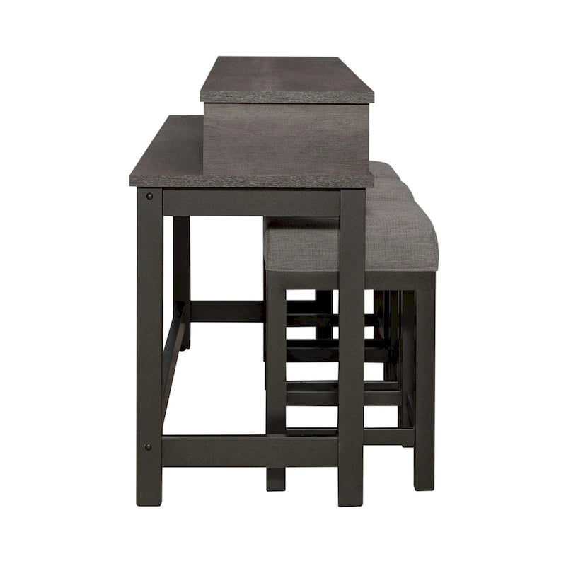 Grey Console Table with 3 Counter Height Stools Bar Set-6