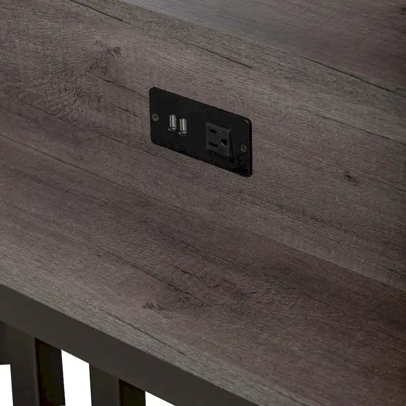 Grey Console Table with 3 Counter Height Stools Bar Set-13