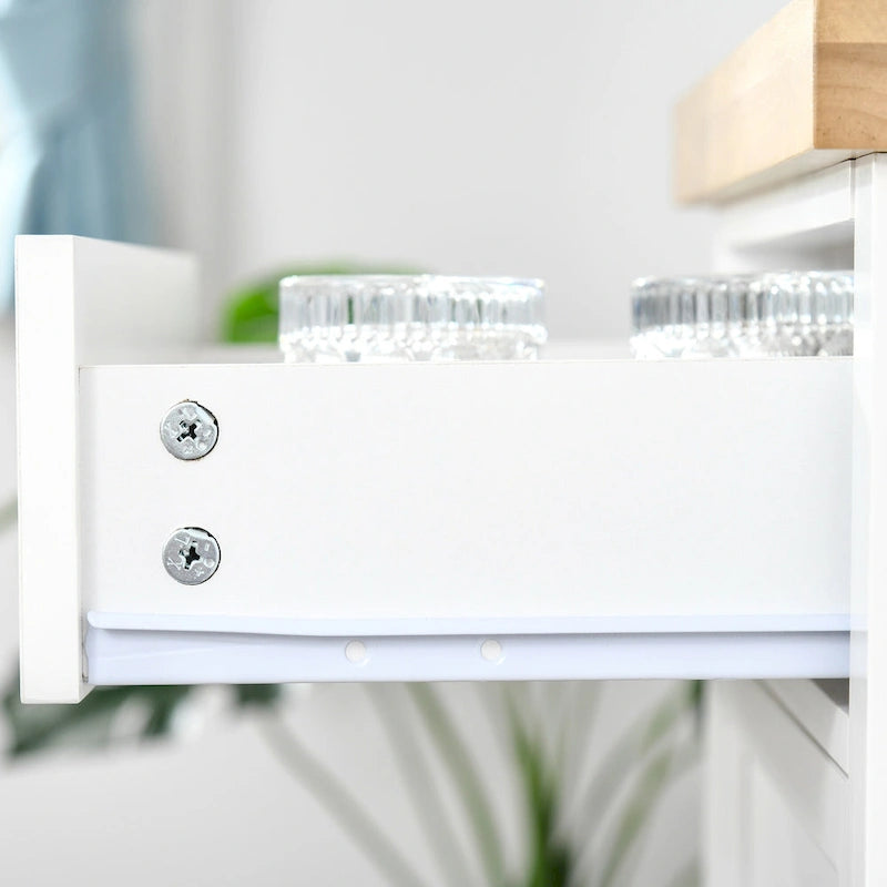 HOMCOM Utility Kitchen Cart, Rolling Kitchen Island with Smooth Rubberwood Top, Narrow Butcher Block Surface on Wheels-7