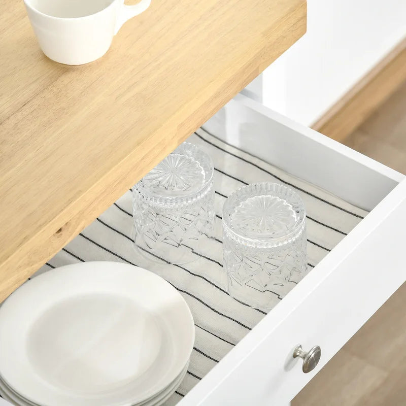 HOMCOM Utility Kitchen Cart, Rolling Kitchen Island with Smooth Rubberwood Top, Narrow Butcher Block Surface on Wheels-8