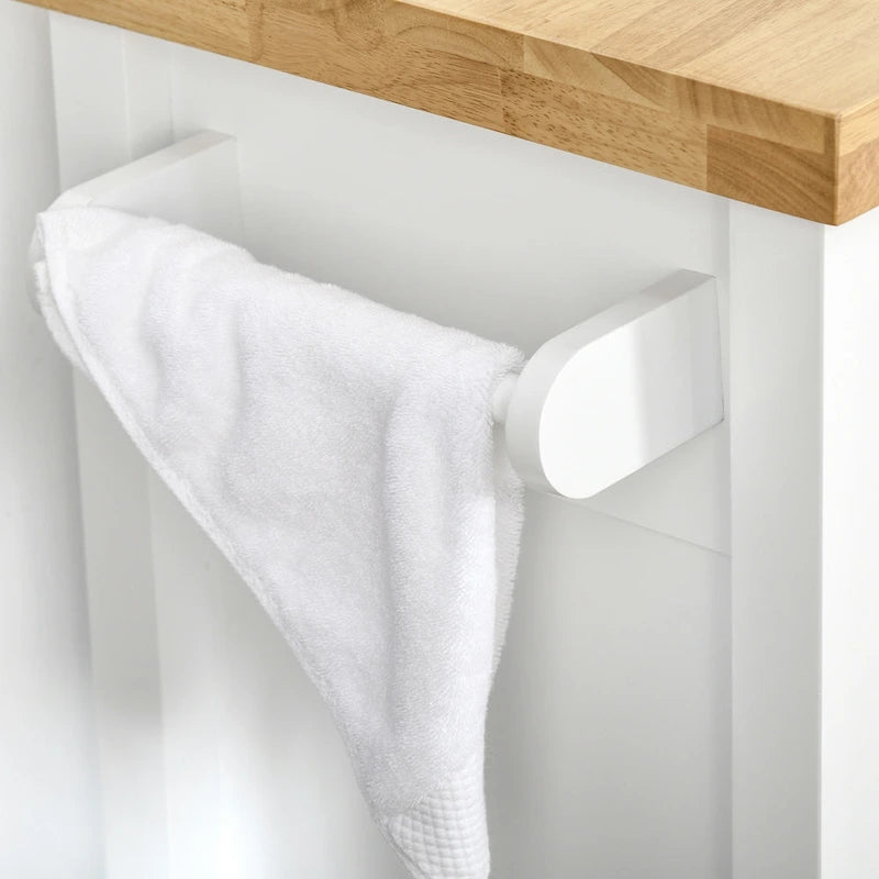 HOMCOM Utility Kitchen Cart, Rolling Kitchen Island with Smooth Rubberwood Top, Narrow Butcher Block Surface on Wheels-9