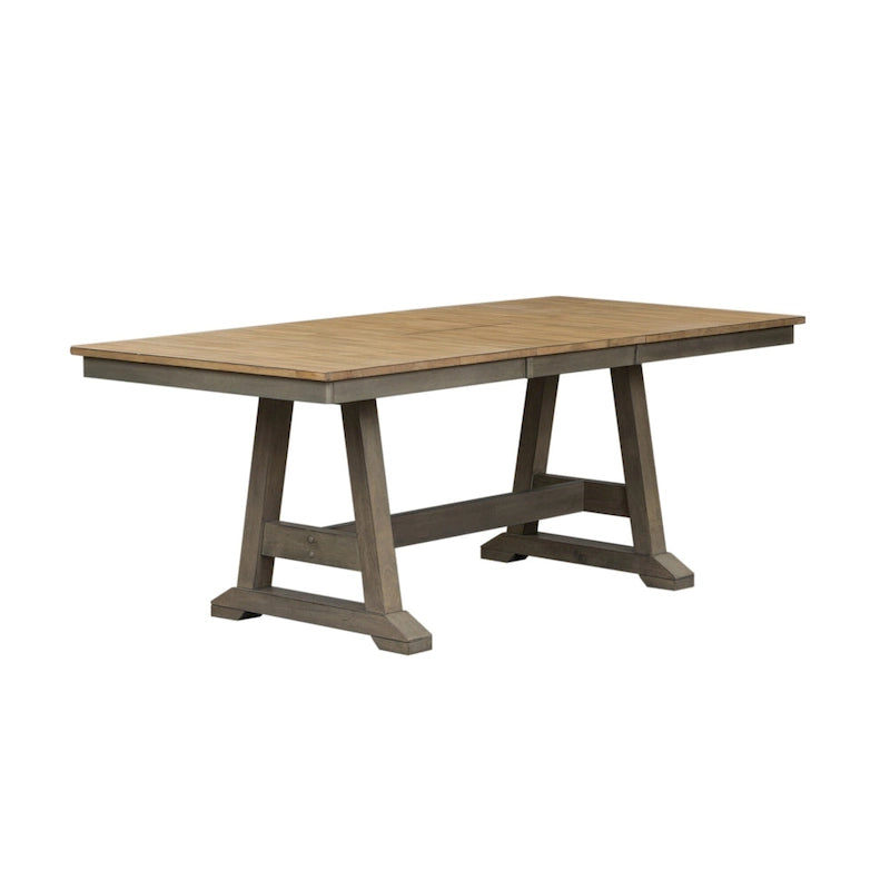 Lindsey Farm Gray and Sandstone 7 Piece Trestle Table Set-2