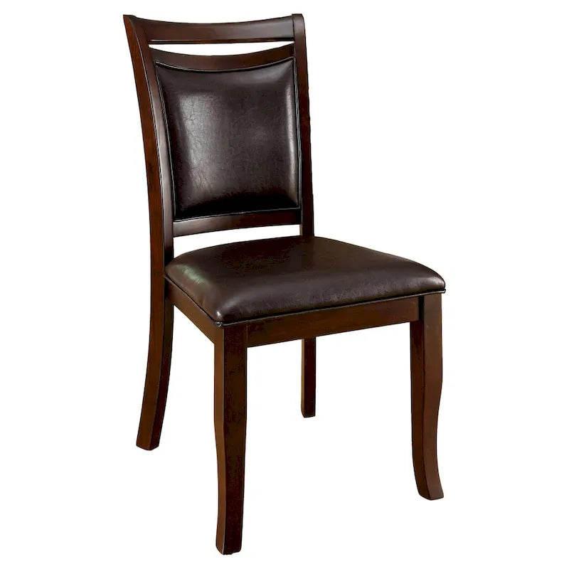 Dark Cherry Espresso Faux Leather Dining Chairs Set of 2-2