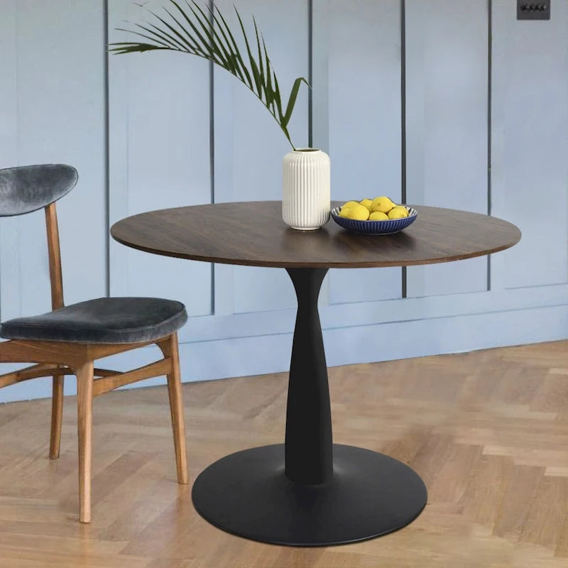 Round Walnut Color Dining Table-3