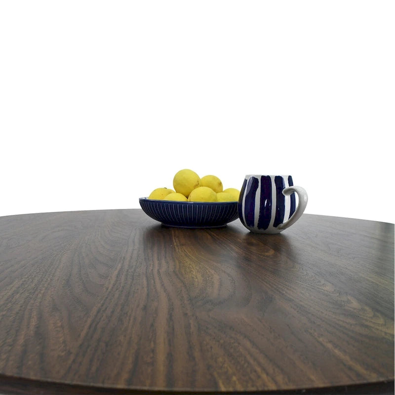 Round Walnut Color Dining Table-5