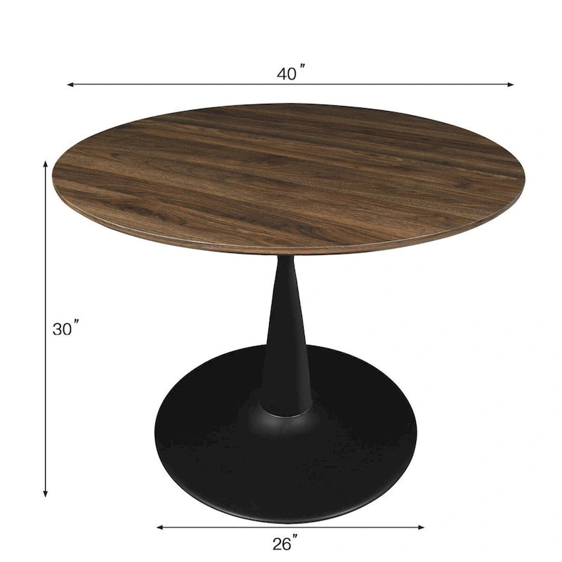 Round Walnut Color Dining Table-7