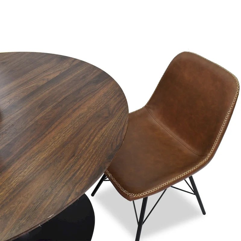 Round Walnut Color Dining Table-9