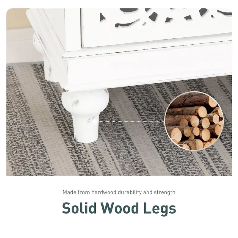 White/Blue Hollow-Carved 3-Door Storage Cabinet-18