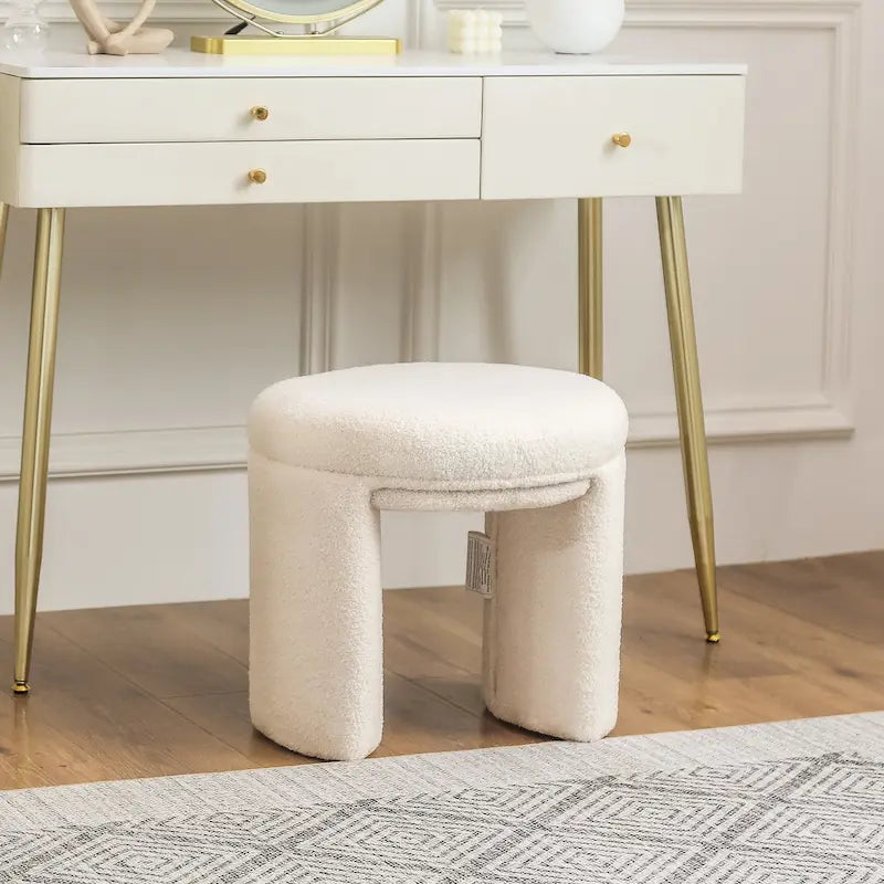 Adeco Ottoman Small Teddy Low Foot Stool Vanity Stool-16