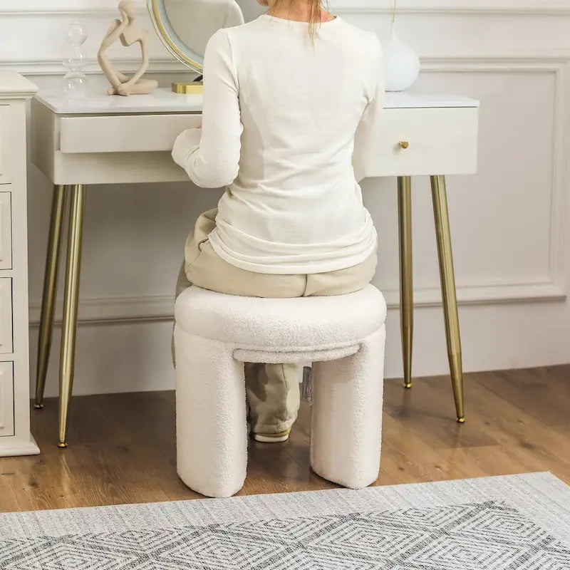 Adeco Ottoman Small Teddy Low Foot Stool Vanity Stool