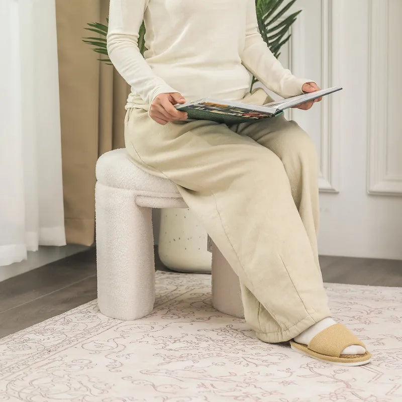 Adeco Ottoman Small Teddy Low Foot Stool Vanity Stool-3