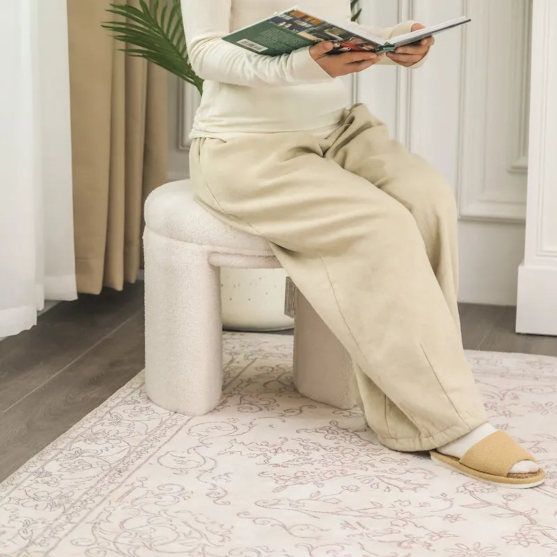 Adeco Ottoman Small Teddy Low Foot Stool Vanity Stool-5