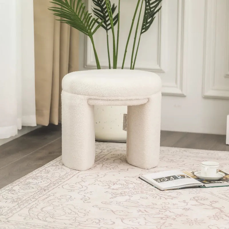 Adeco Ottoman Small Teddy Low Foot Stool Vanity Stool-6