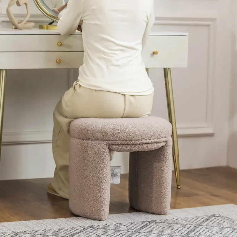 Adeco Ottoman Small Teddy Low Foot Stool Vanity Stool-10