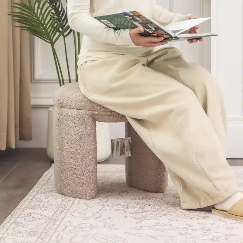 Adeco Ottoman Small Teddy Low Foot Stool Vanity Stool-11