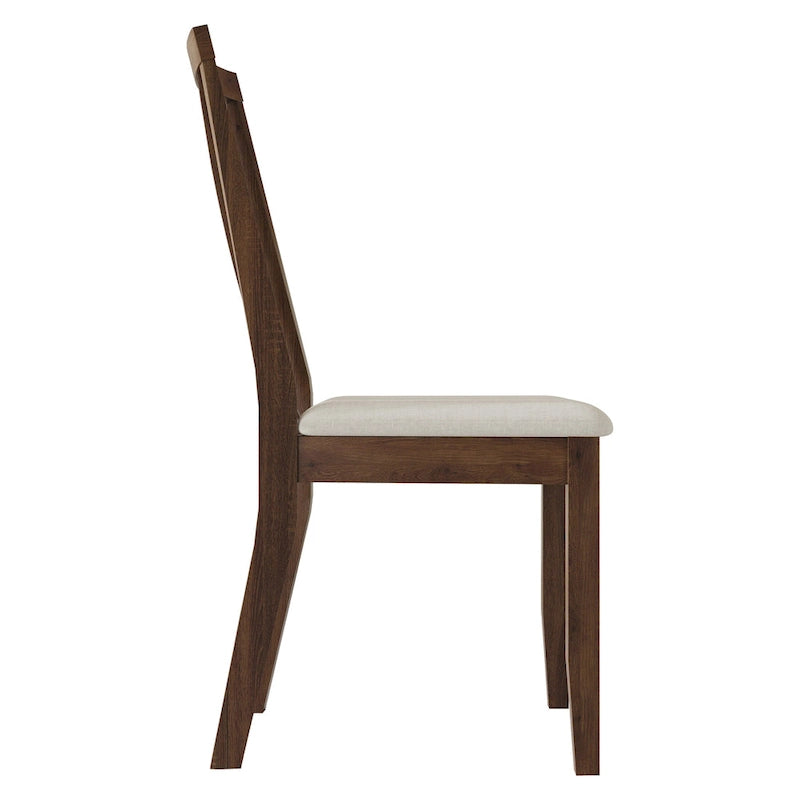 Wooden Dining Chairs Set of 2 - Linen Upholstered with Vertical Slat Back - Multiple Colors-3
