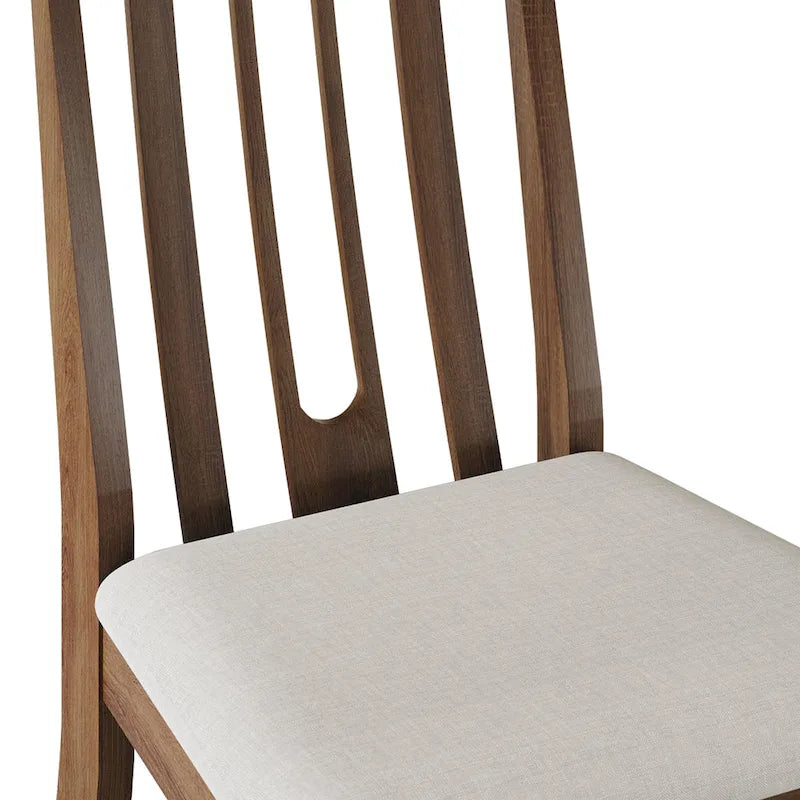 Wooden Dining Chairs Set of 2 - Linen Upholstered with Vertical Slat Back - Multiple Colors-4