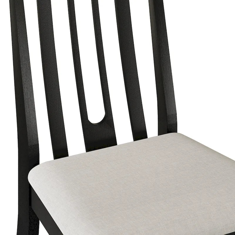 Wooden Dining Chairs Set of 2 - Linen Upholstered with Vertical Slat Back - Multiple Colors-8