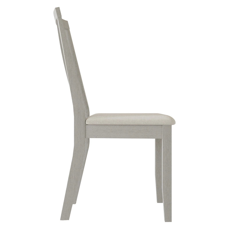 Wooden Dining Chairs Set of 2 - Linen Upholstered with Vertical Slat Back - Multiple Colors-11