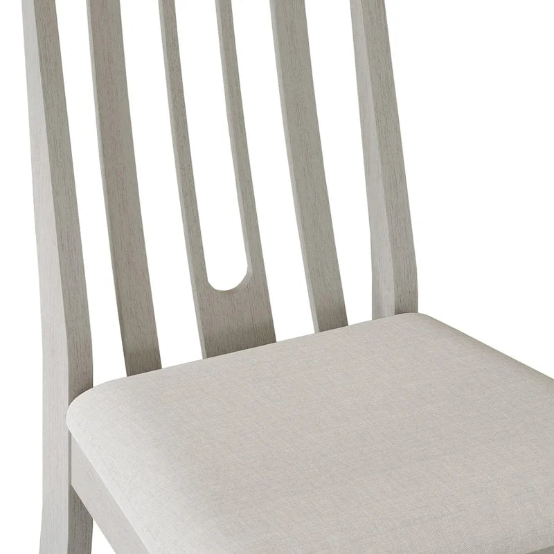 Wooden Dining Chairs Set of 2 - Linen Upholstered with Vertical Slat Back - Multiple Colors-12