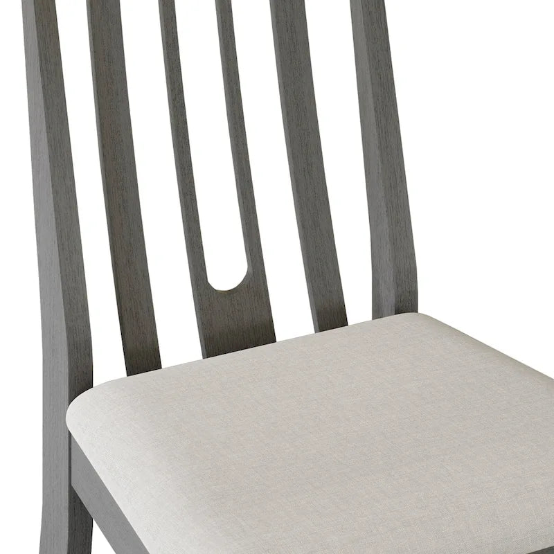 Wooden Dining Chairs Set of 2 - Linen Upholstered with Vertical Slat Back - Multiple Colors-16