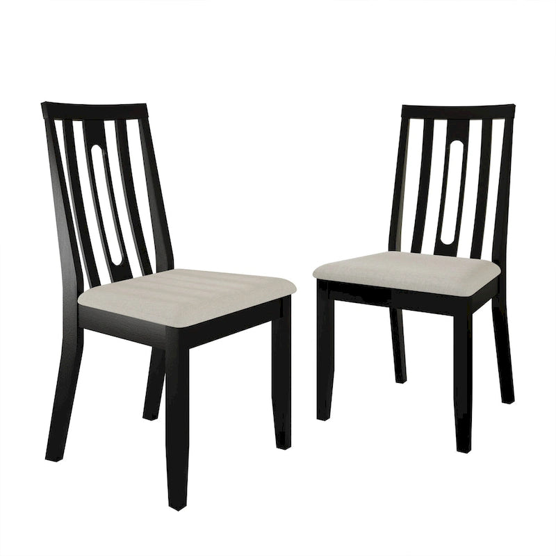 Wooden Dining Chairs Set of 2 - Linen Upholstered with Vertical Slat Back - Multiple Colors-26