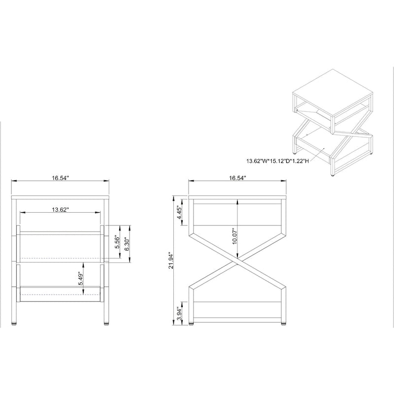 Gray Oak 17-inch Industrial Metal End Table with Open Shelf-7