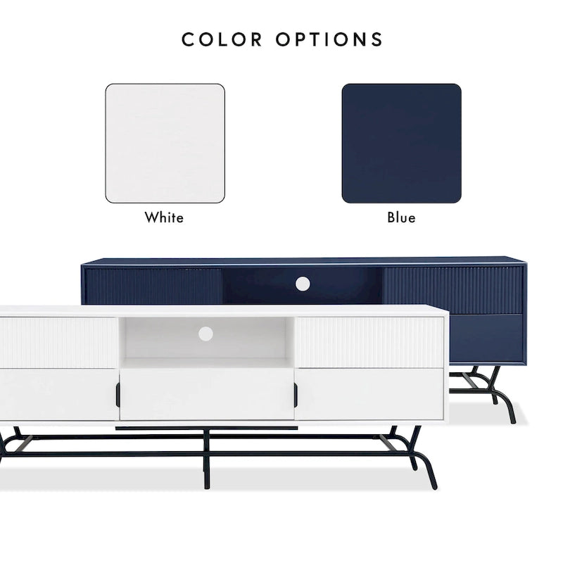 Modern 60-inch 3-Drawer TV Stand - White/Indigo/Sage Green/Grey-3