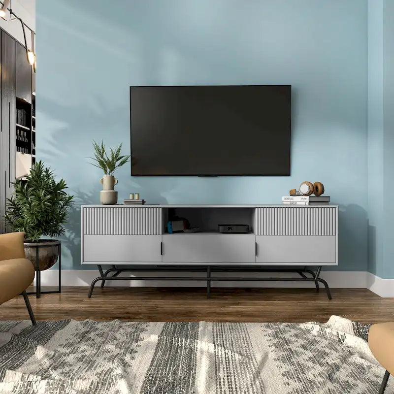Modern 60-inch 3-Drawer TV Stand - White/Indigo/Sage Green/Grey-11