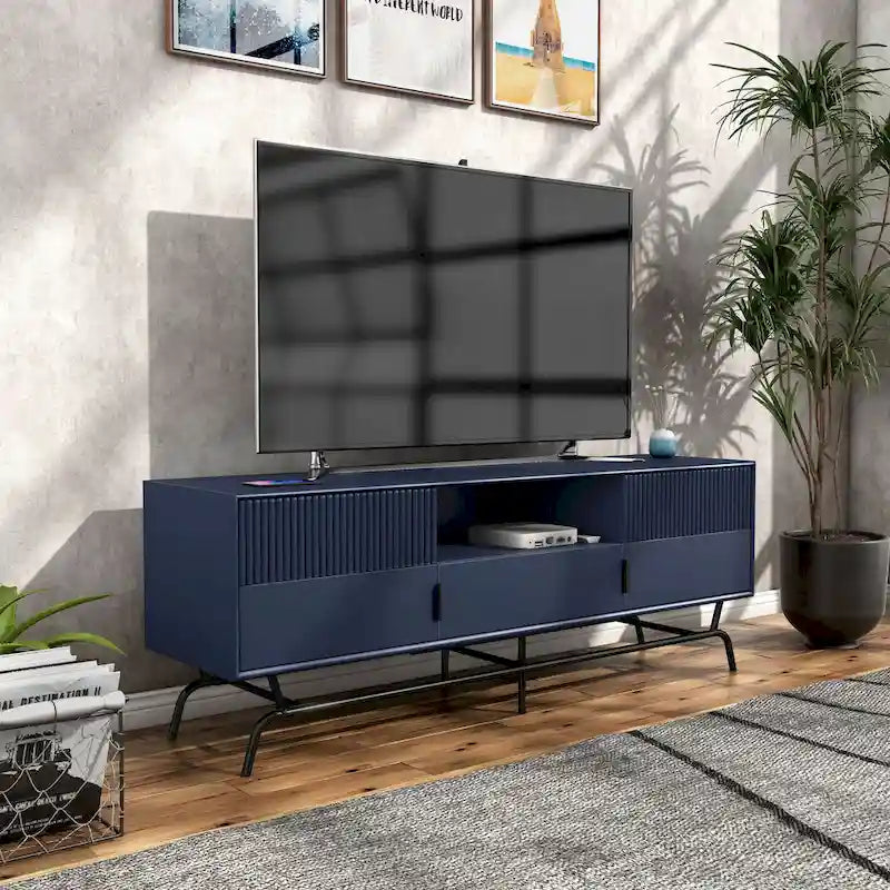 Modern 60-inch 3-Drawer TV Stand - White/Indigo/Sage Green/Grey-20