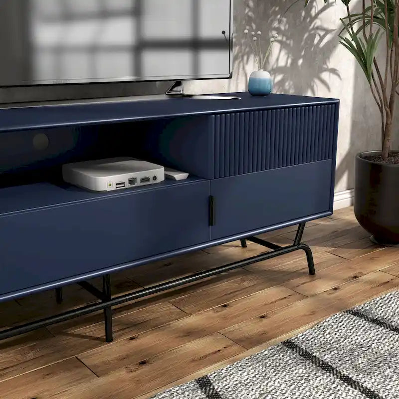 Modern 60-inch 3-Drawer TV Stand - White/Indigo/Sage Green/Grey-21