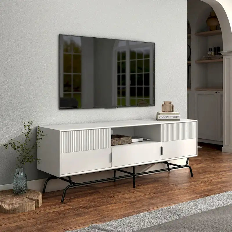 Modern 60-inch 3-Drawer TV Stand - White/Indigo/Sage Green/Grey-28