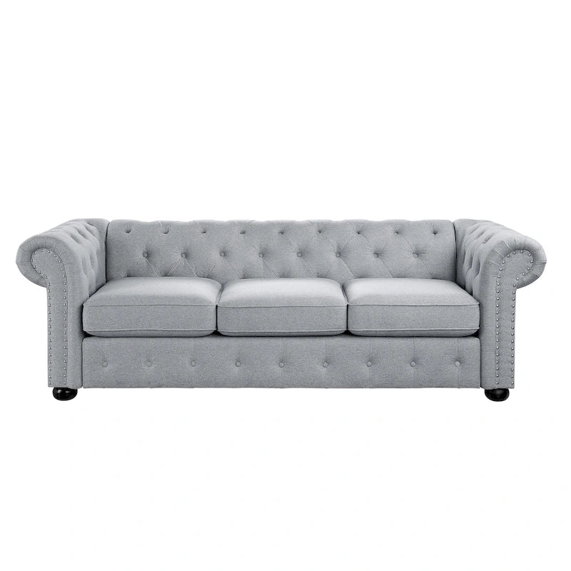 Corvus Aleksis Tufted Chesterfield 3-seater Sofa with Rolled Arms-27