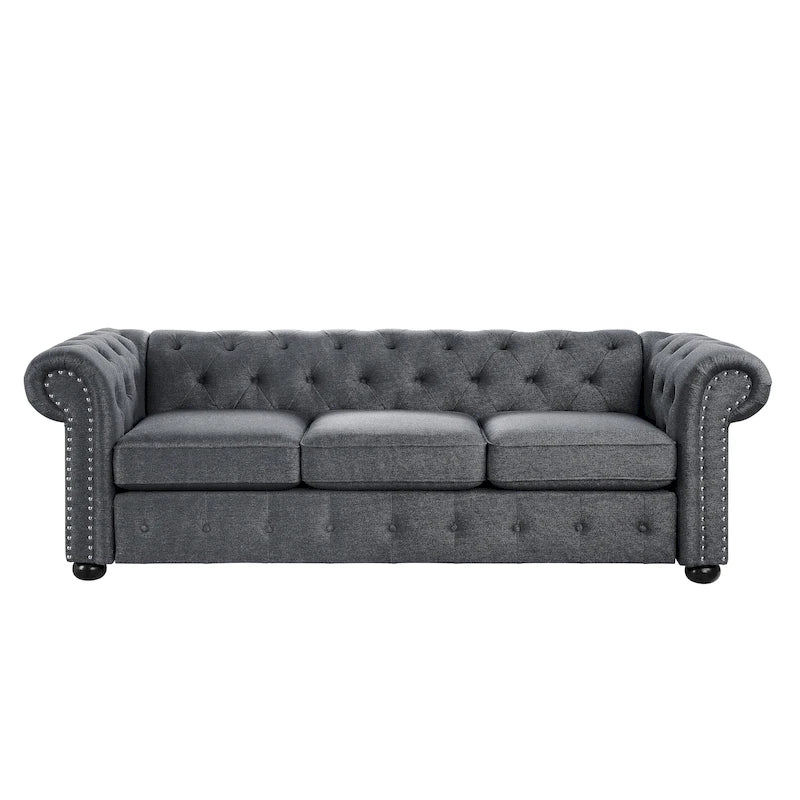Corvus Aleksis Tufted Chesterfield 3-seater Sofa with Rolled Arms-28