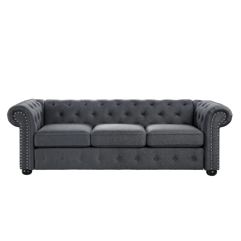 Corvus Aleksis Tufted Chesterfield 3-seater Sofa with Rolled Arms-5