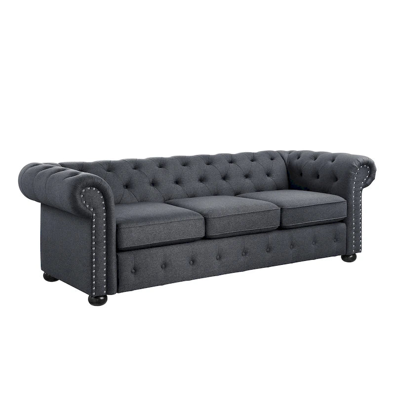 Corvus Aleksis Tufted Chesterfield 3-seater Sofa with Rolled Arms-8