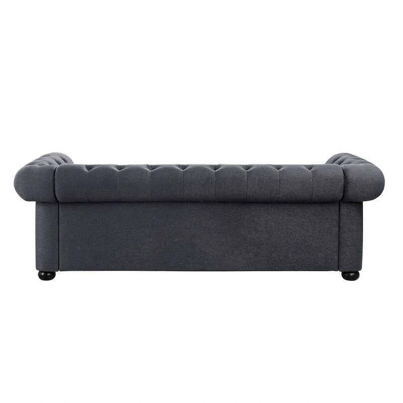 Corvus Aleksis Tufted Chesterfield 3-seater Sofa with Rolled Arms-9