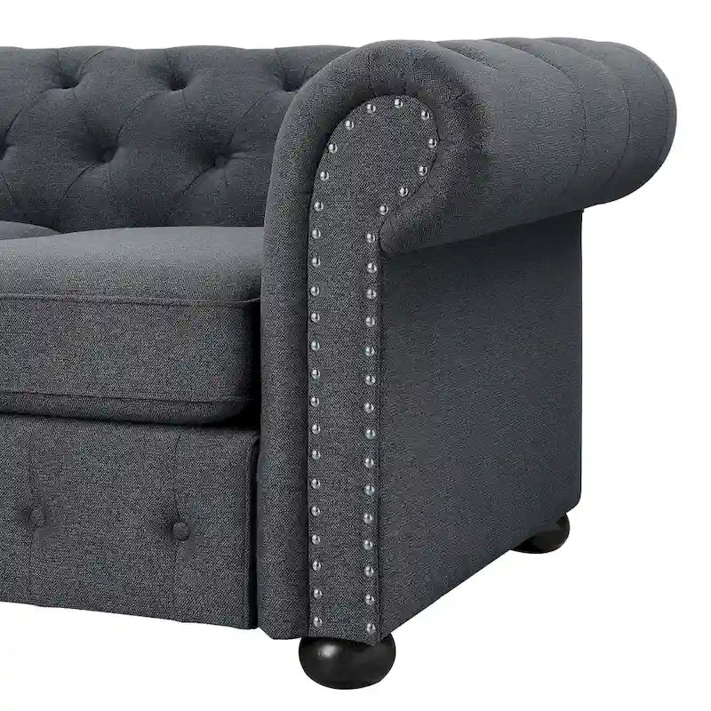 Corvus Aleksis Tufted Chesterfield 3-seater Sofa with Rolled Arms-10