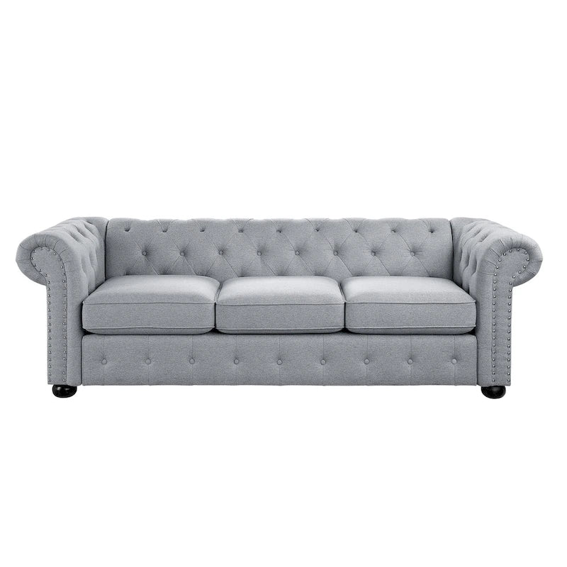 Corvus Aleksis Tufted Chesterfield 3-seater Sofa with Rolled Arms-12