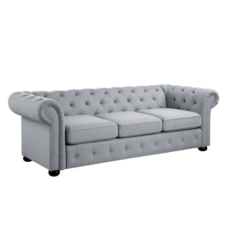 Corvus Aleksis Tufted Chesterfield 3-seater Sofa with Rolled Arms-15