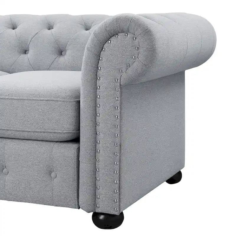 Corvus Aleksis Tufted Chesterfield 3-seater Sofa with Rolled Arms-17