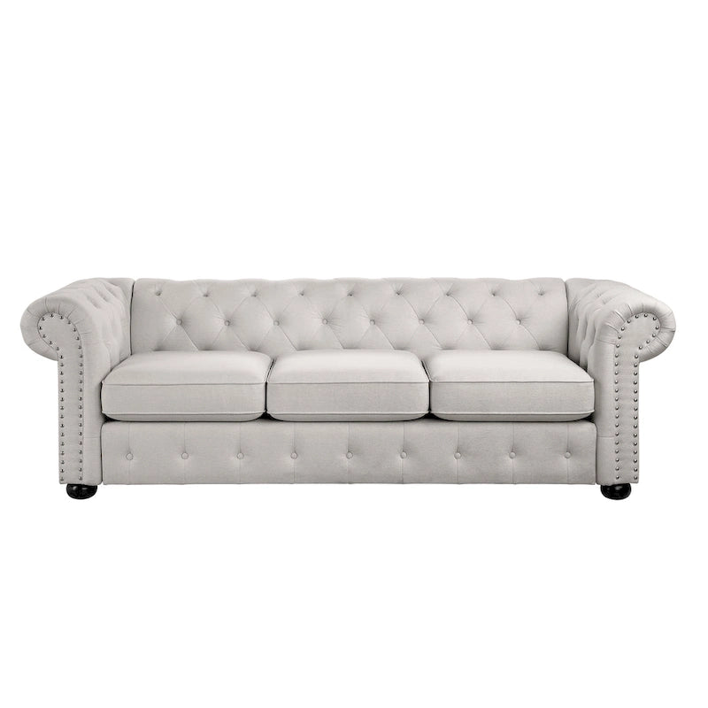 Corvus Aleksis Tufted Chesterfield 3-seater Sofa with Rolled Arms-19