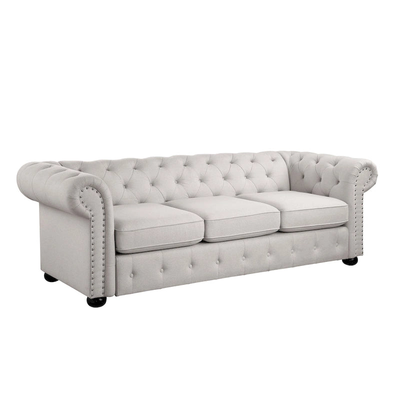 Corvus Aleksis Tufted Chesterfield 3-seater Sofa with Rolled Arms-22